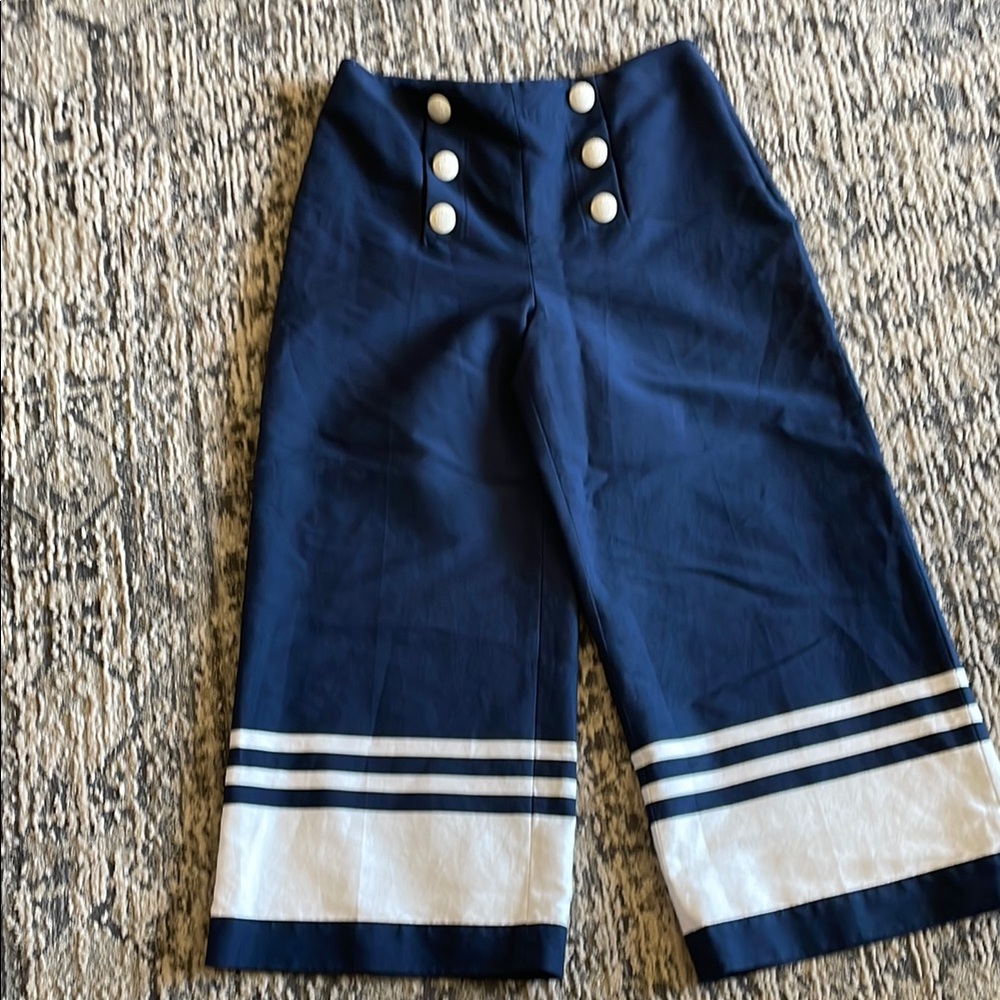 Moschino Boutique Blue and White Casual Capri Nautical Design Pants